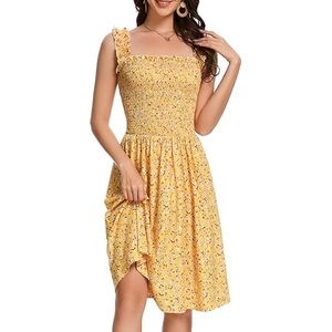 4/$25‎ • Sureple Floral Smocked Front Swing Dress